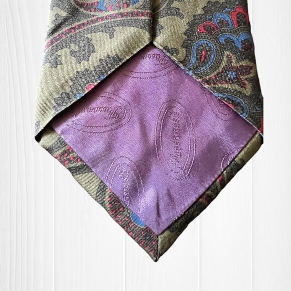 Faconnable Men’s Classic Paisley Silk Made in Italy Tie - Picture 5 of 8